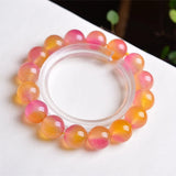 Red Yellow Chalcedony Jade Circle Bracelet 6-12mm Beads