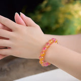 Red Yellow Chalcedony Jade Circle Bracelet 6-12mm Beads