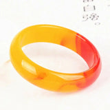 Red Yellow Natural Jade Bangle Bracelet Jadeite Women Hand Carving Jewelry