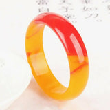 Red Yellow Natural Jade Bangle Bracelet Jadeite Women Hand Carving Jewelry