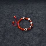 Red Agate Beads Red&White Tibet Louts Fengshui DZI Bracelet