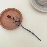 Red and Rose Flower Hairpin Tiara for Women Wedding Head Jewelry
