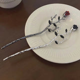 Red and Rose Flower Hairpin Tiara for Women Wedding Head Jewelry
