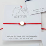 Personalized Red Rope Bracelet with Engraved Rectangle Letter