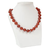 Red Carnelian Beads Necklace 10mm Hand Knotted 18 Inch Long