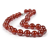 Red Carnelian Beads Necklace 10mm Hand Knotted 18 Inch Long
