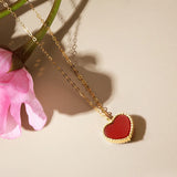 Red Carnelian Heart Necklace 925 Sterling Silver Love Heart Necklace