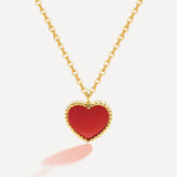 Red Carnelian Heart Necklace 925 Sterling Silver Love Heart Necklace
