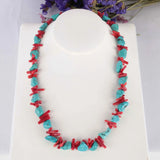 Red Coral Turquoise Gemstone DIY Chain 15in Women Boho Classic