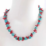Red Coral Turquoise Gemstone DIY Chain 15in Women Boho Classic