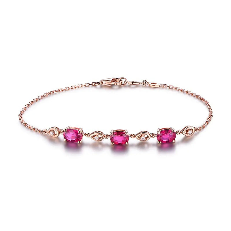 Red Crystal Ruby Bracelet 18k Rose Agate Zircon Diamond Gemstones