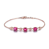 Red Crystal Ruby Bracelet 18k Rose Agate Zircon Diamond Gemstones