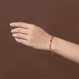 Red Crystal Ruby Bracelet 18k Rose Agate Zircon Diamond Gemstones