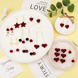 Red Pompom Beaded Earrings DIY Kit, Novice Friendly