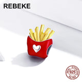 Fries Charm Bead for Bangle Pendant 925 Sterling Silver DIY