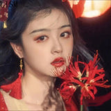 Red Flower Hairpin 3D Artificial Flower Mansa Zhuhua Hair Accessories
