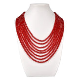 Passionate Red Multi-Layered Pearl & Crystal Necklace