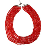 Passionate Red Multi-Layered Pearl & Crystal Necklace