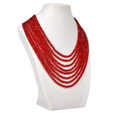 Passionate Red Multi-Layered Pearl & Crystal Necklace