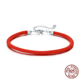 Red Rope Charm Bracelet for Women - 925 Sterling Silver Jewelry