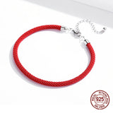 Red Rope Charm Bracelet for Women - 925 Sterling Silver Jewelry