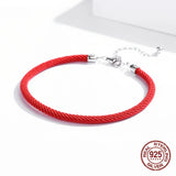 Red Rope Charm Bracelet for Women Adjustable Original 925 Sterling Silver
