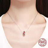 Red Rose Glass Crystal Beads Bangle Bracelet Charm Pendant 925 Sterling Silver