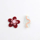 Red Stitching Flowers Abstract Villain Acrylic DIY Hand-Made Earrings