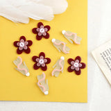 Red Stitching Flowers Abstract Villain Acrylic DIY Hand-Made Earrings