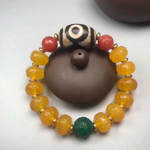 Agate Ruyi Huilong Beads Hand String Chalcedony Bracelet
