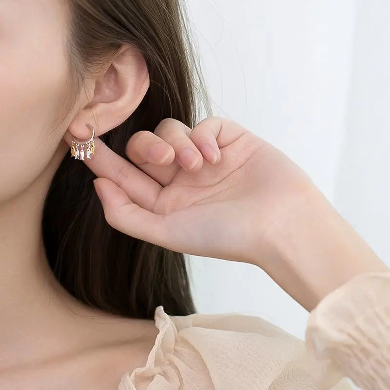Reeti Small Fish Hoop Earrings for Women Silver Party Jewelry