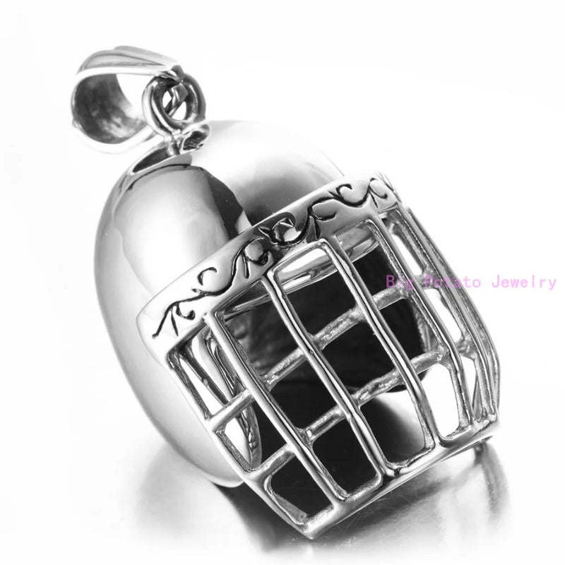 Silver Fencing Mask Knight Pendant Necklace
