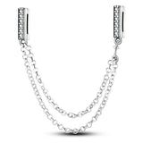 925 Sterling Silver Heart Clip Safety Chain Beads for Mesh Bracelet