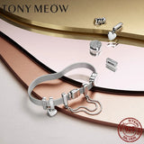 925 Sterling Silver Heart Clip Safety Chain Beads for Mesh Bracelet