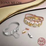 925 Sterling Silver Heart Clip Safety Chain Beads for Mesh Bracelet