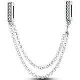 925 Sterling Silver Heart Clip Safety Chain Beads for Mesh Bracelet