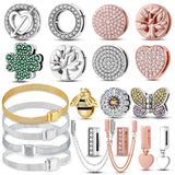 925 Sterling Silver Heart Clip Safety Chain Beads for Mesh Bracelet