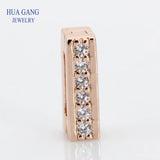 925 Silver Sparkling Clip Beads Rose & Clear CZ for Bracelet