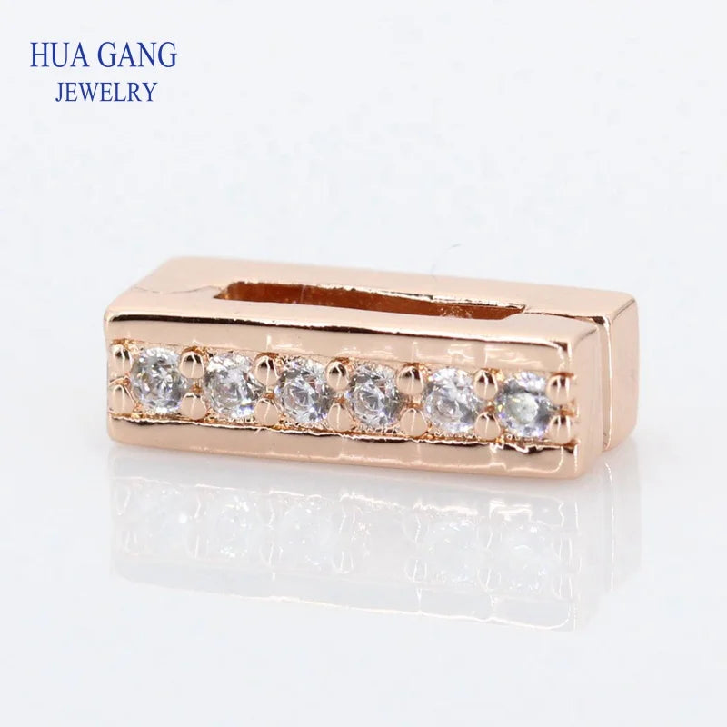 925 Silver Sparkling Clip Beads Rose & Clear CZ for Bracelet