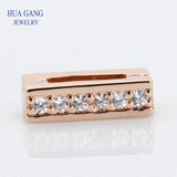 925 Silver Sparkling Clip Beads Rose & Clear CZ for Bracelet