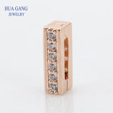 925 Silver Sparkling Clip Beads Rose & Clear CZ for Bracelet