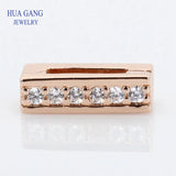 925 Silver Sparkling Clip Beads Rose & Clear CZ for Bracelet