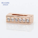 925 Silver Sparkling Clip Beads Rose & Clear CZ for Bracelet