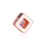 Sparkling Pink Square Clip Rose Charms for 925 Sterling Silver Bead Bracelet DIY