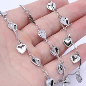 Reidgaller 2m Stainless Steel Heart Charm Rosary Chains for Necklace DIY