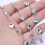 Reidgaller 2m Stainless Steel Heart Charm Rosary Chains for Necklace DIY