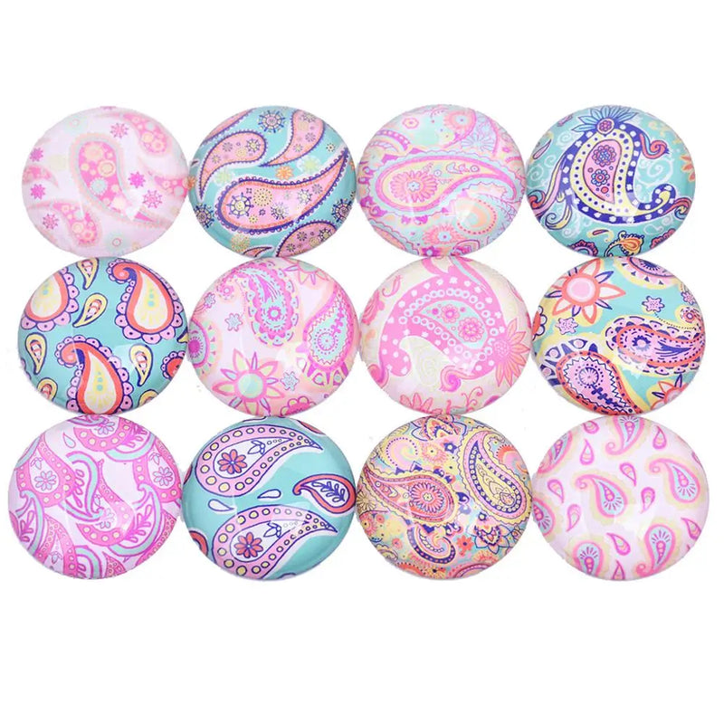 Reidgaller Mixed Paisley Flower Glass Cabochons 25mm 20mm 12mm