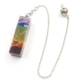Reiki 7 Chakra Gemstone Pendant Wicca Healing Point Orgonite Pendulum