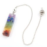 Reiki 7 Chakra Gemstone Pendant Wicca Healing Point Orgonite Pendulum