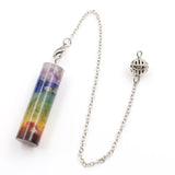 Reiki 7 Chakra Gemstone Pendant Wicca Healing Point Orgonite Pendulum
